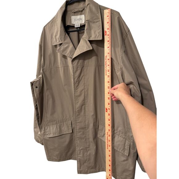 J. Crew XL Water Repellant MAC Rain Jacket $248 Button Front Trench Coat Tan - Picture 10 of 10